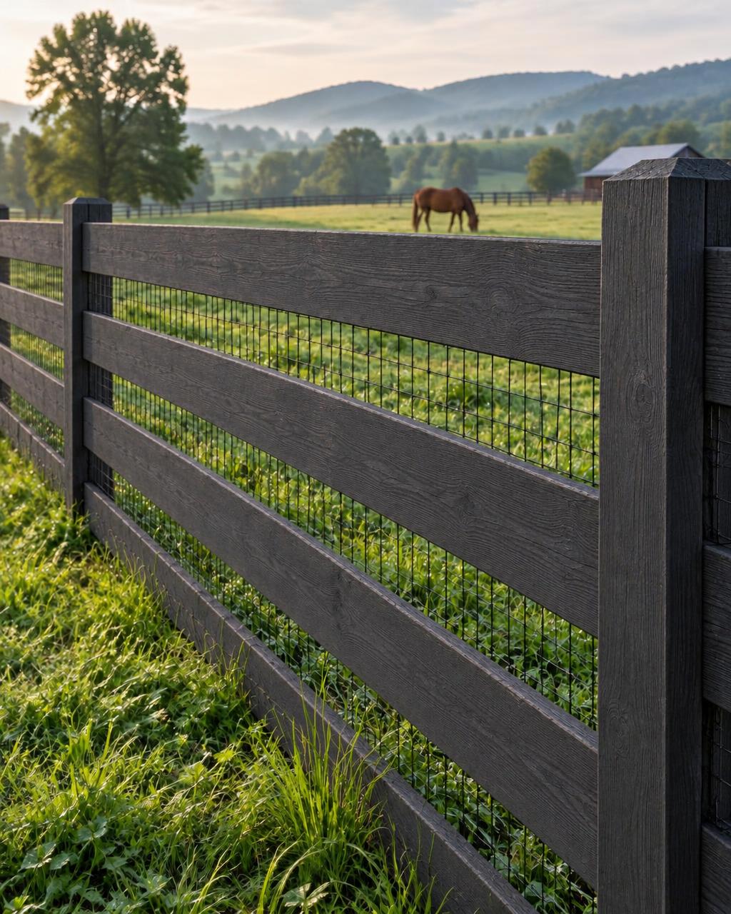 4 Rail wood farm fence